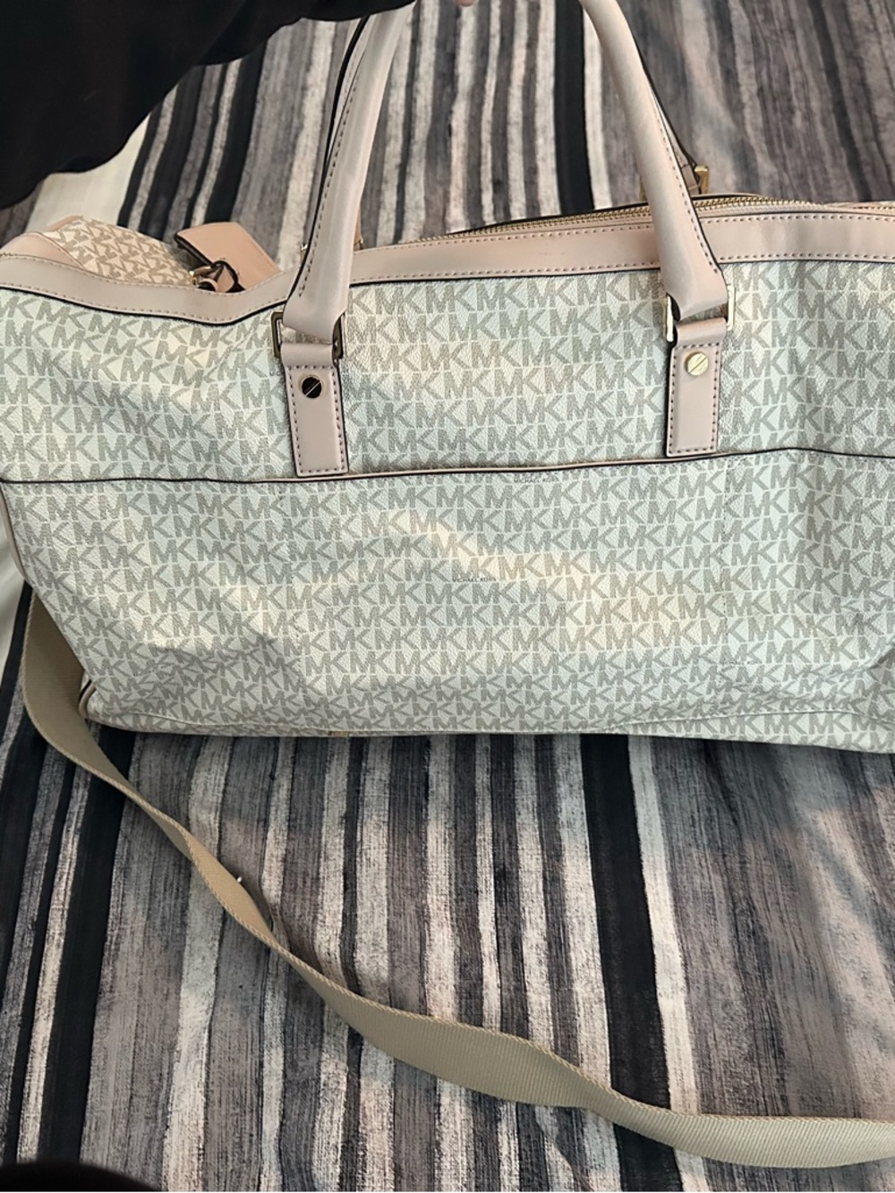 Michael Kors Beige & Cream Monogram Duffel Bag - Picture 2 of 4